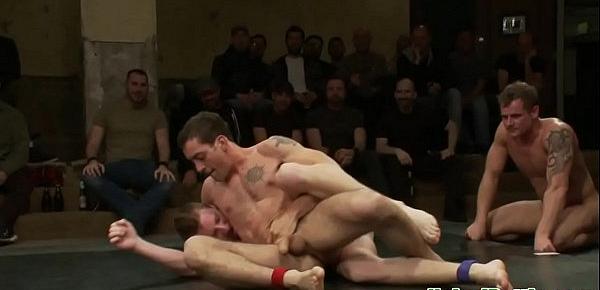  Group wrestling jocks jerking and cocksucking